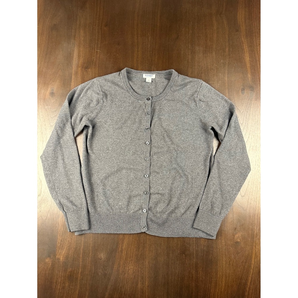 Old Navy Womens Medium Gray Crew Neck Button Front Knit Cardigan Sweater